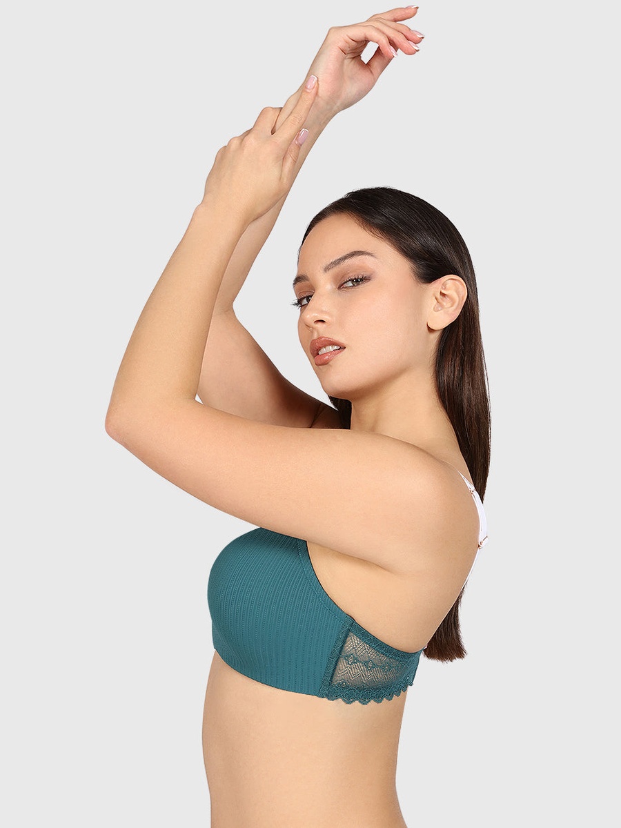 Padded Non Wired Textured Plunge Bra