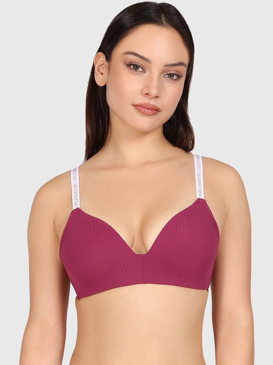 Padded Non Wired Textured Plunge Bra