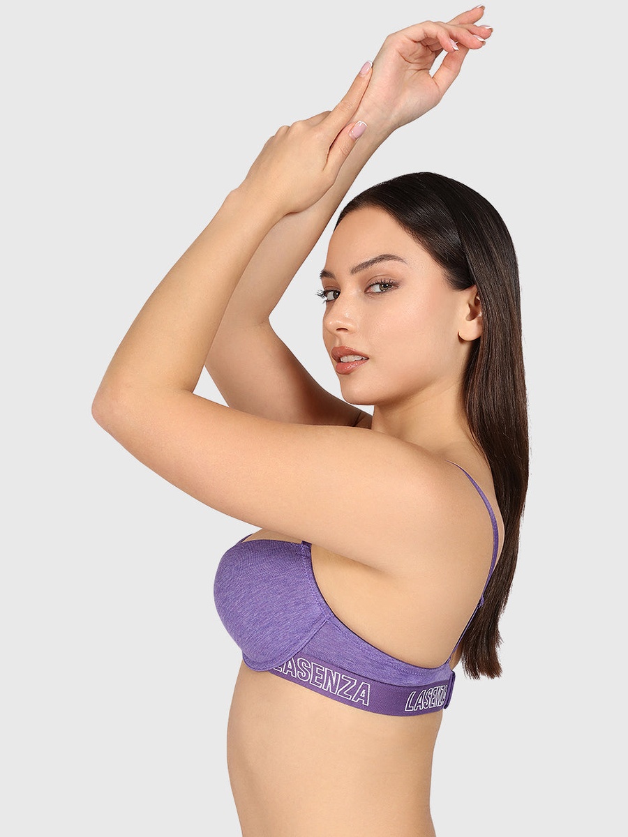 Logo Band Padded Wired Plunge Bra