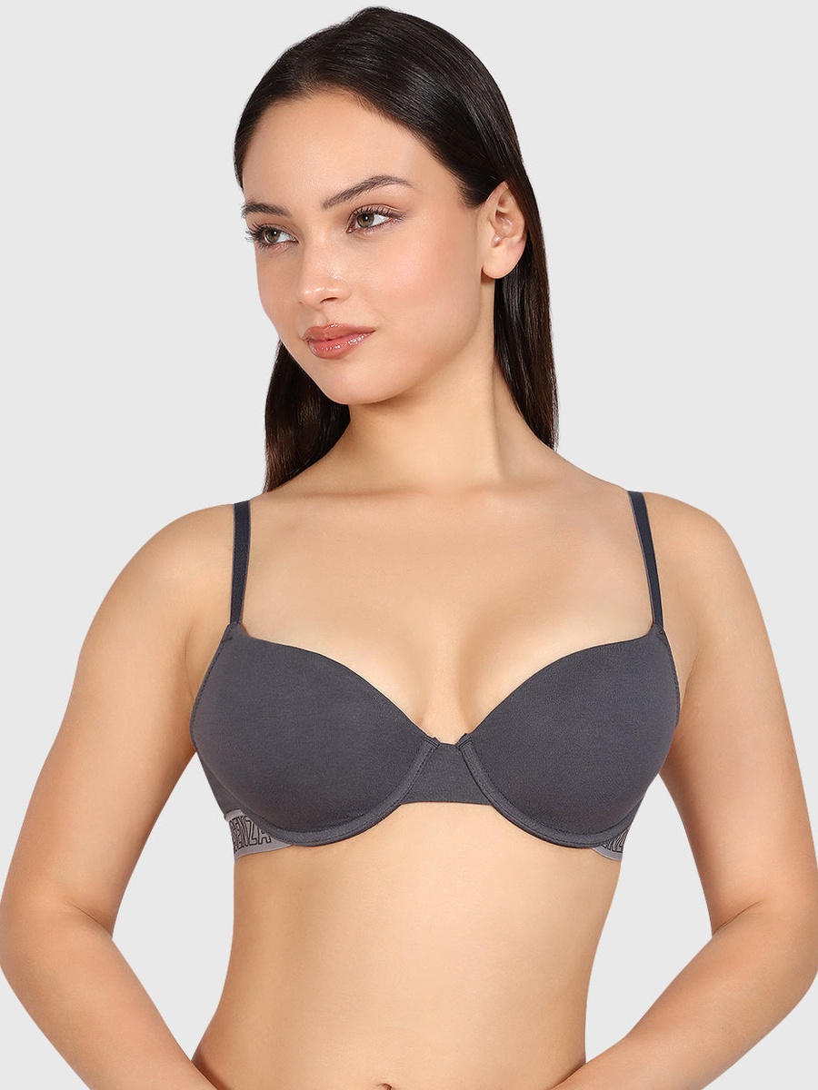 Logo Band Padded Wired Plunge Bra