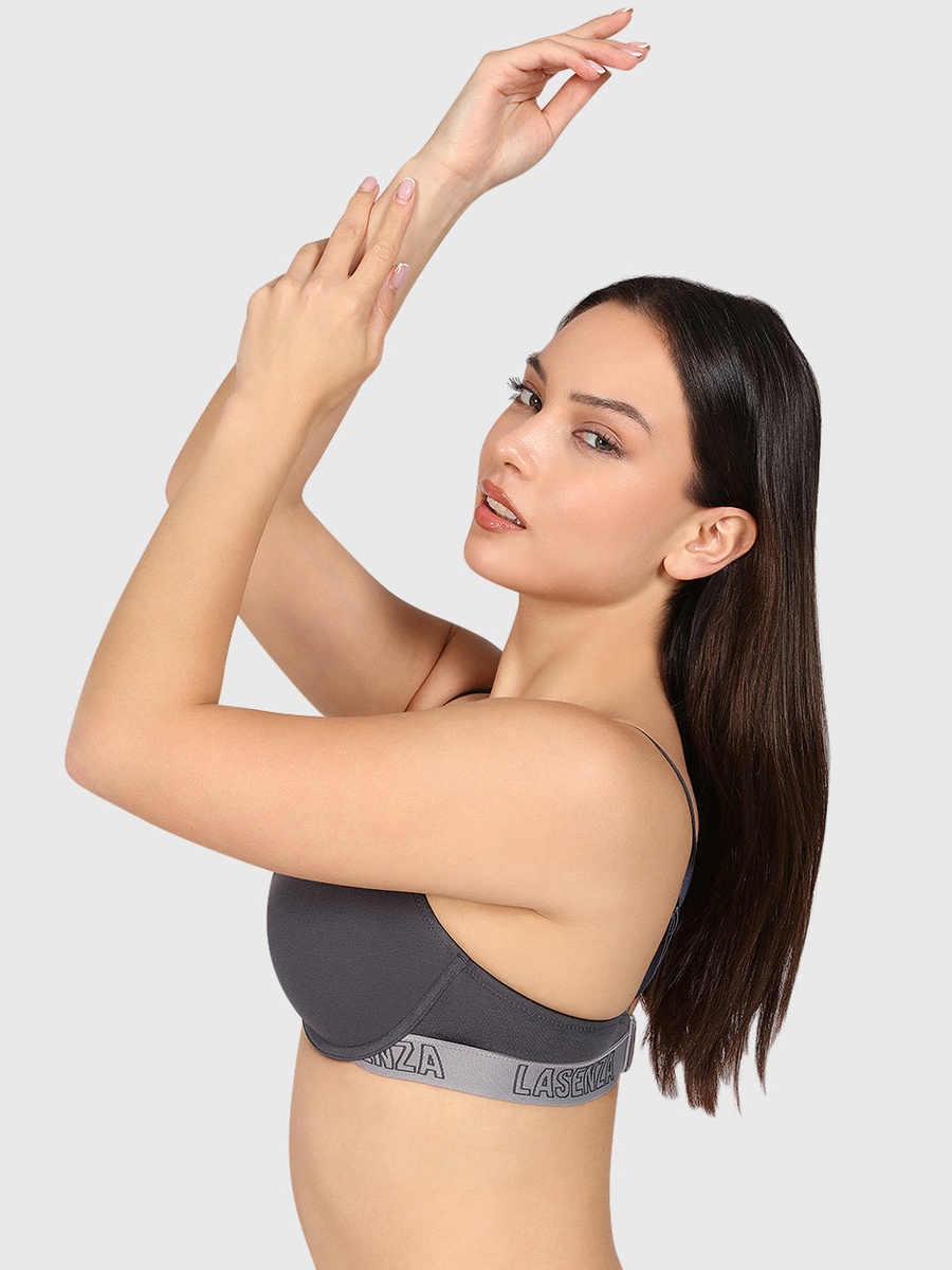 Logo Band Padded Wired Plunge Bra