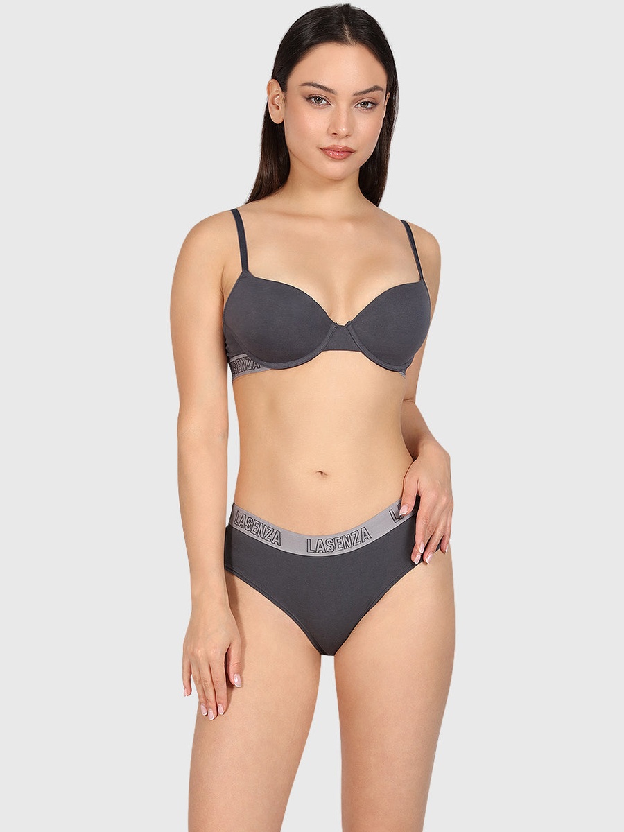 Logo Band Padded Wired Plunge Bra