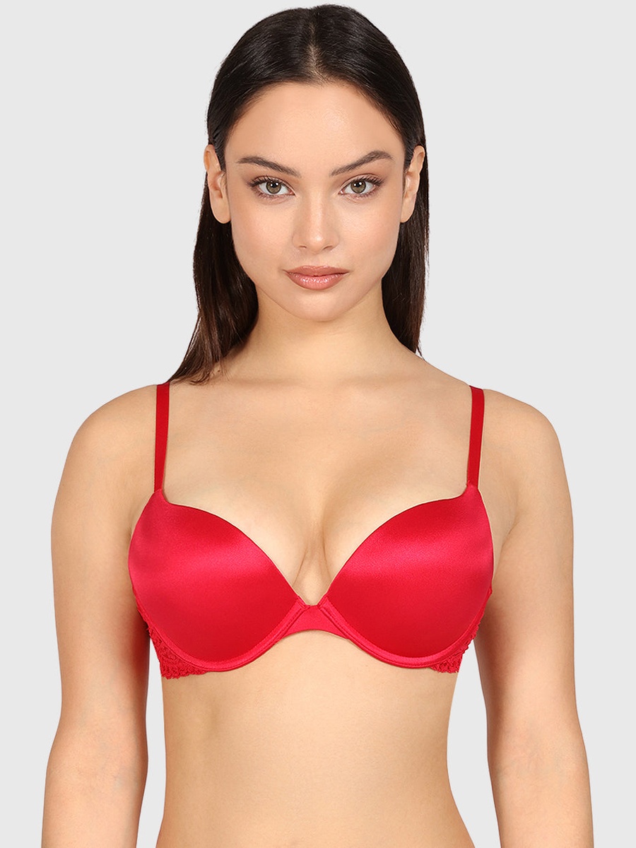 Lace Band Detail Padded Plunge Bra