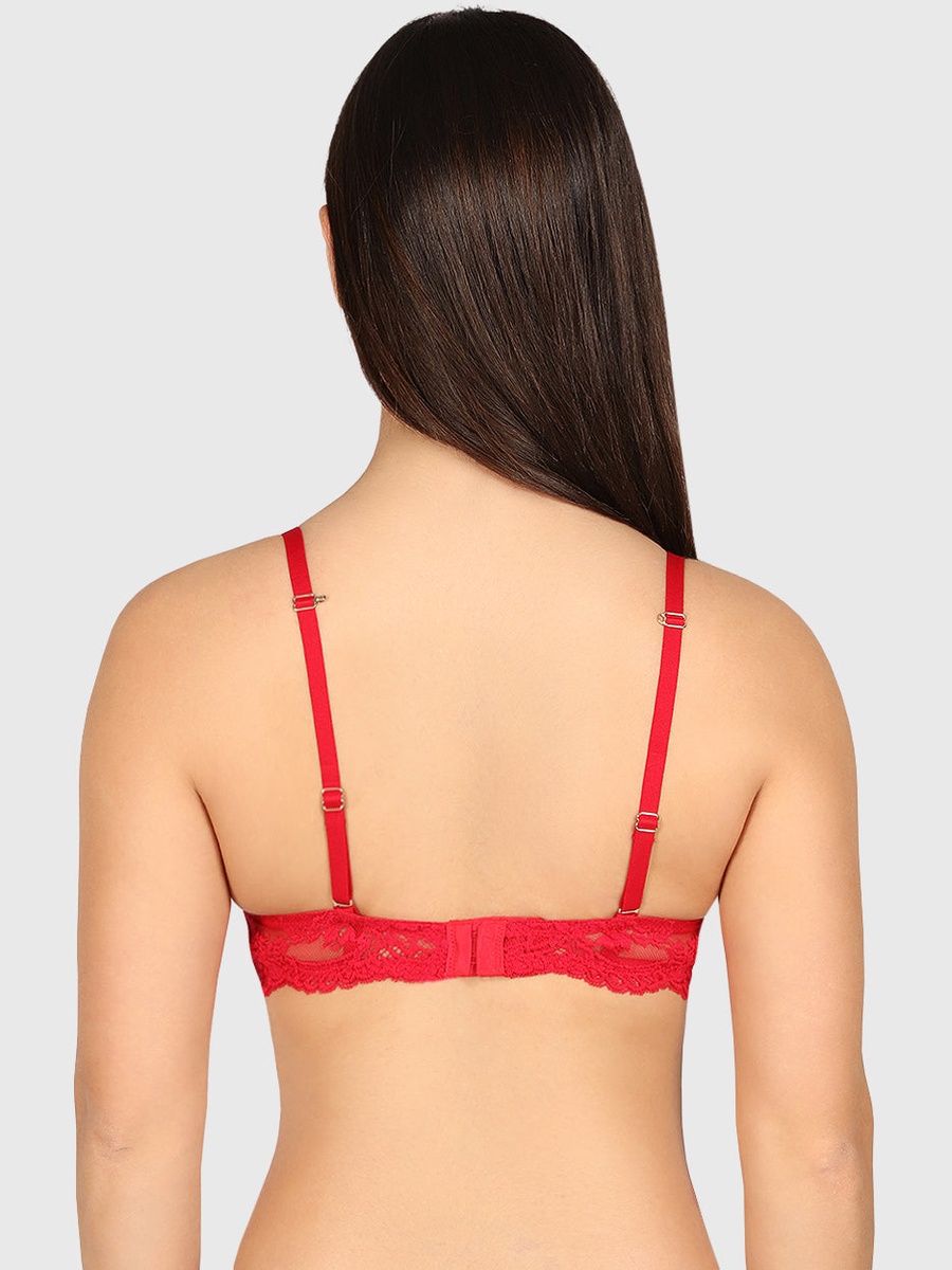 Lace Band Detail Padded Plunge Bra