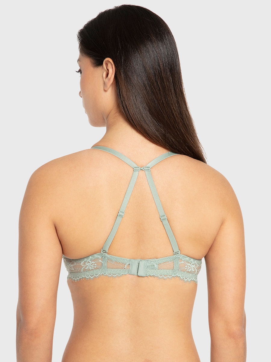 Lace Overlay Double Push Up Plunge Bra