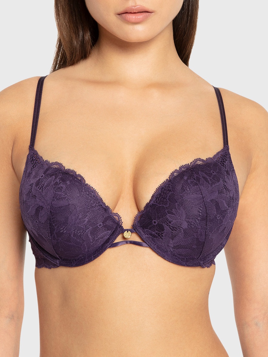 Floral Lace Wired Double Push-Up Plunge Bra