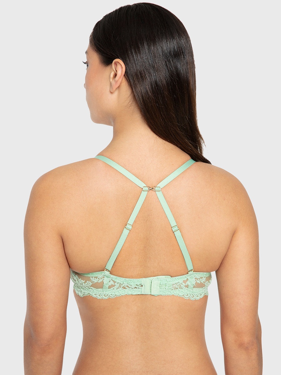 Lace Wing Double Push Up Plunge Bra