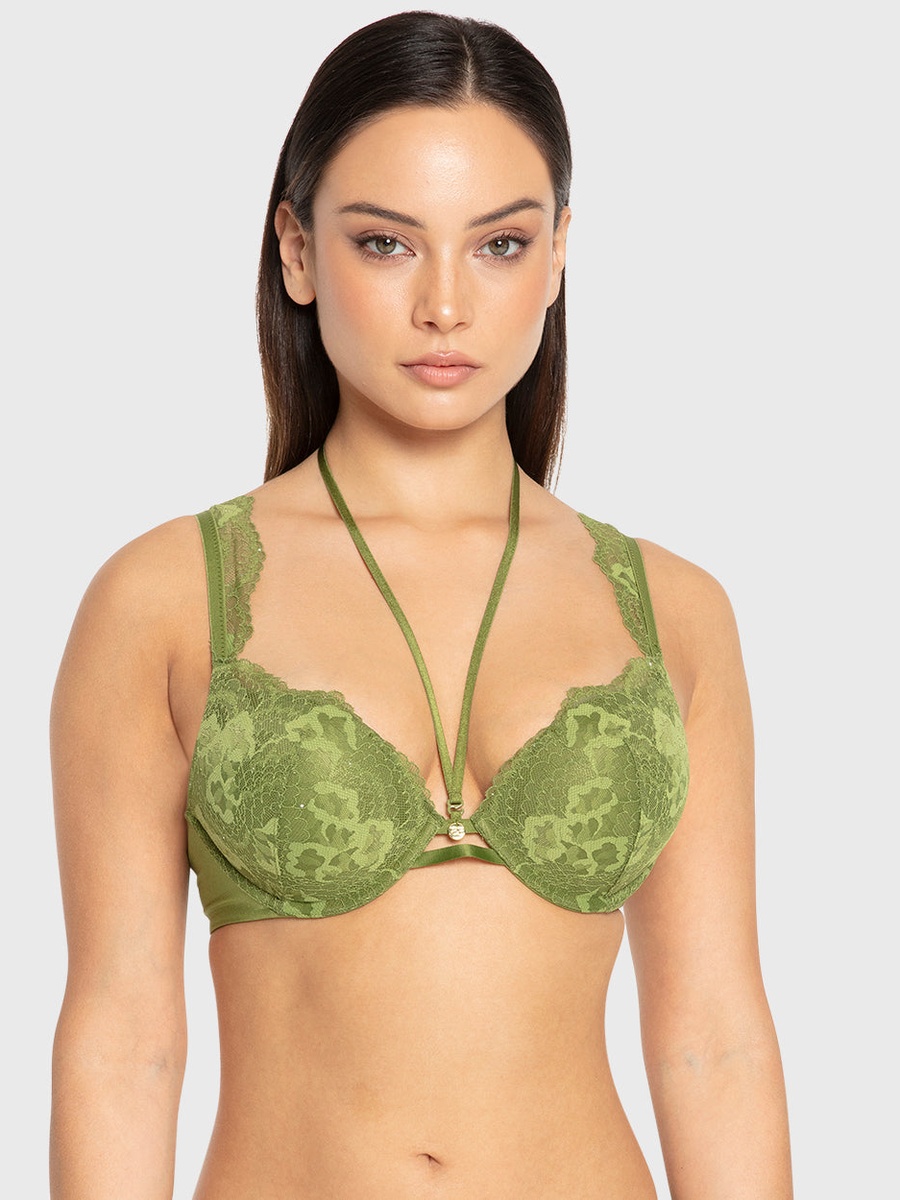 Lace Strap Double Push-Up Plunge Bra