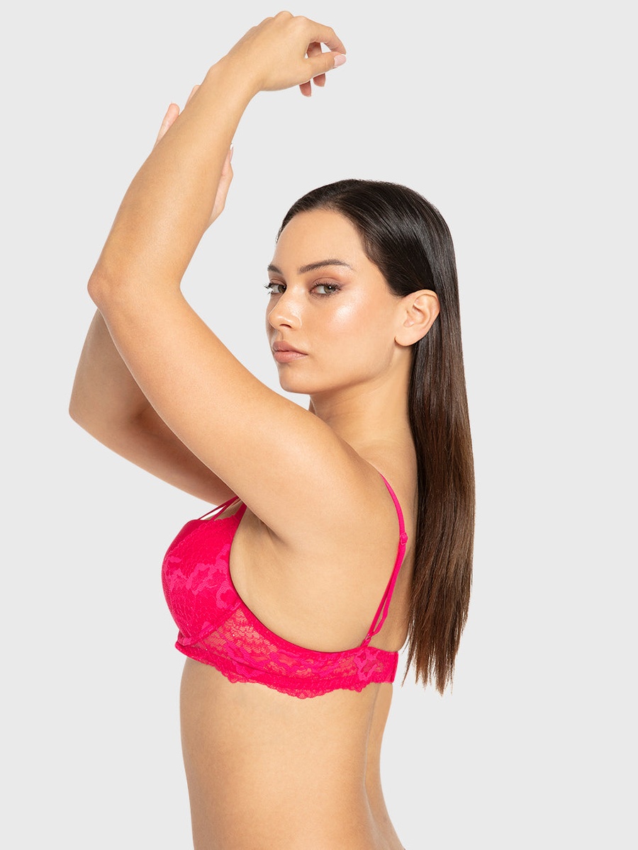 Lace Band Gel Padded Wired Plunge Bra