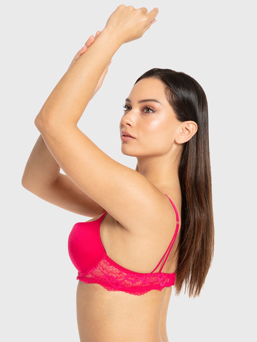 Lace Band Gel Padded Wired Plunge Bra