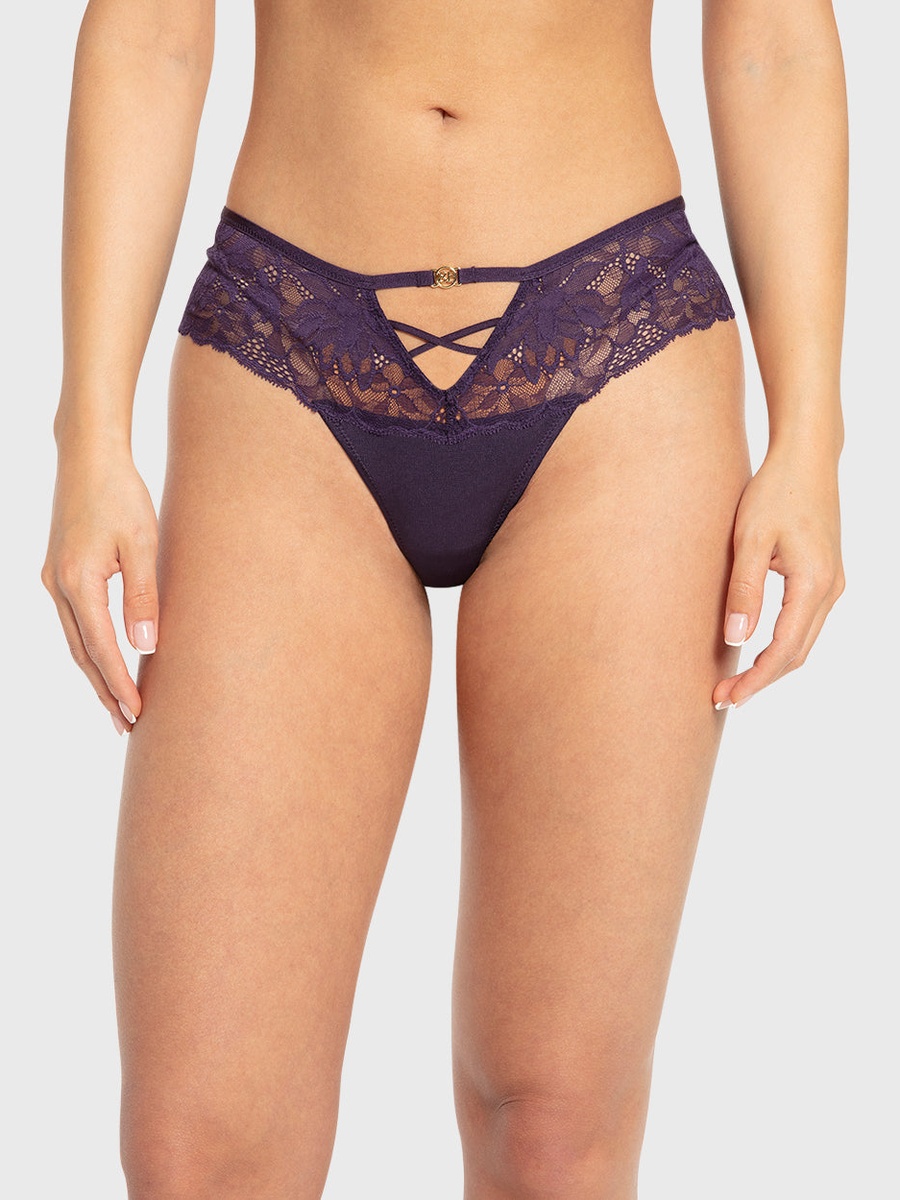 Cut-Out Detail Lace Thongs