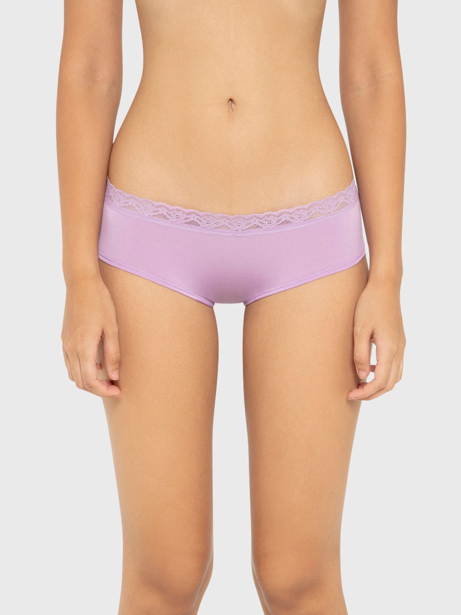 Ultrasoft Cotton Hipster Briefs with Lace Trim