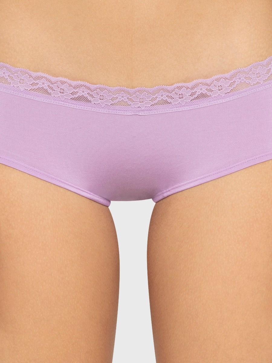 Ultrasoft Cotton Hipster Briefs with Lace Trim