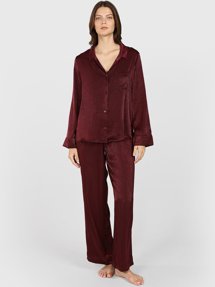 Burgundy Satin Pyjama Pants