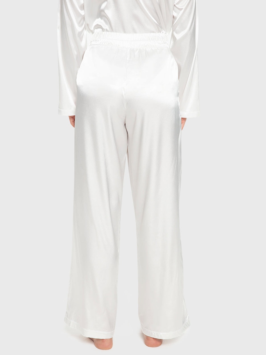 White Satin Long Sleeve Shirt and Pyjama Set