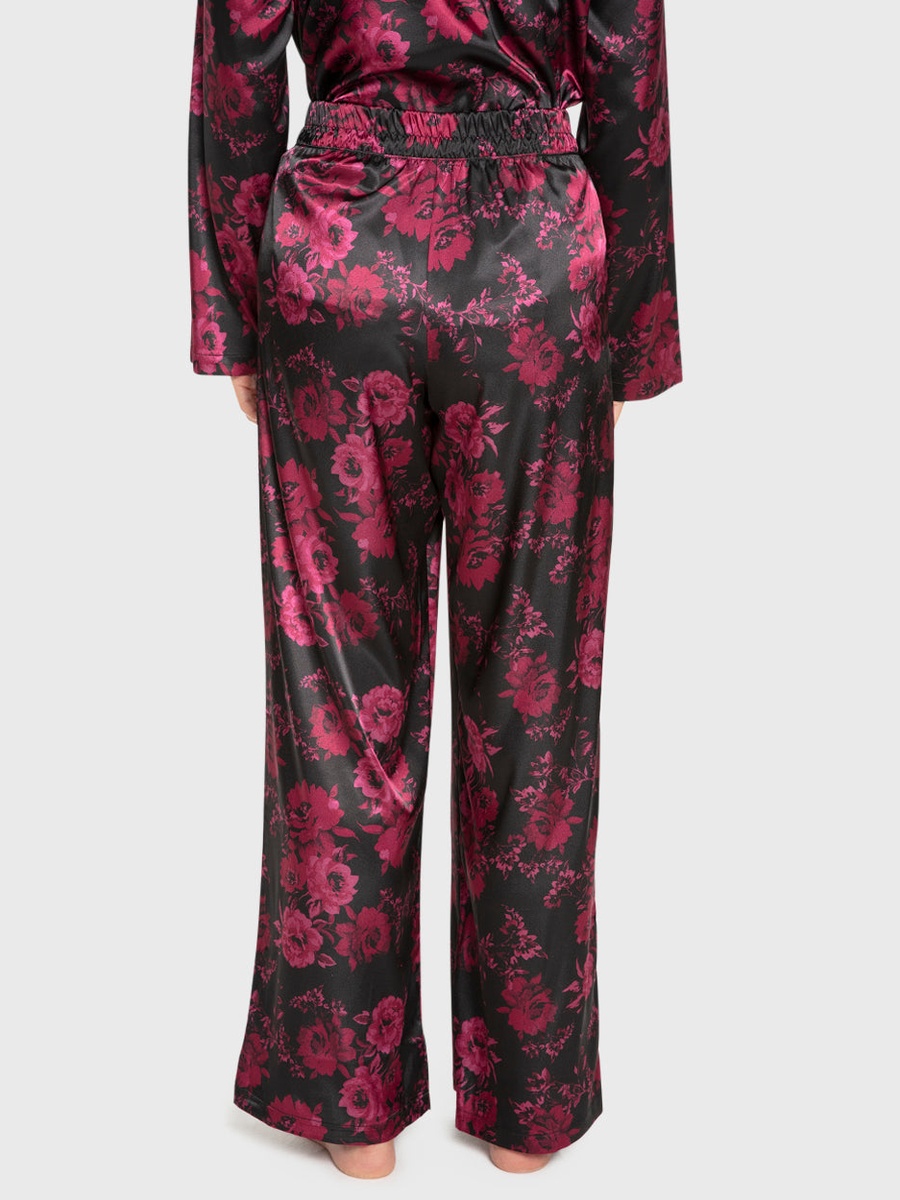 Floral Satin Long Sleeve Shirt and Pyjama Set