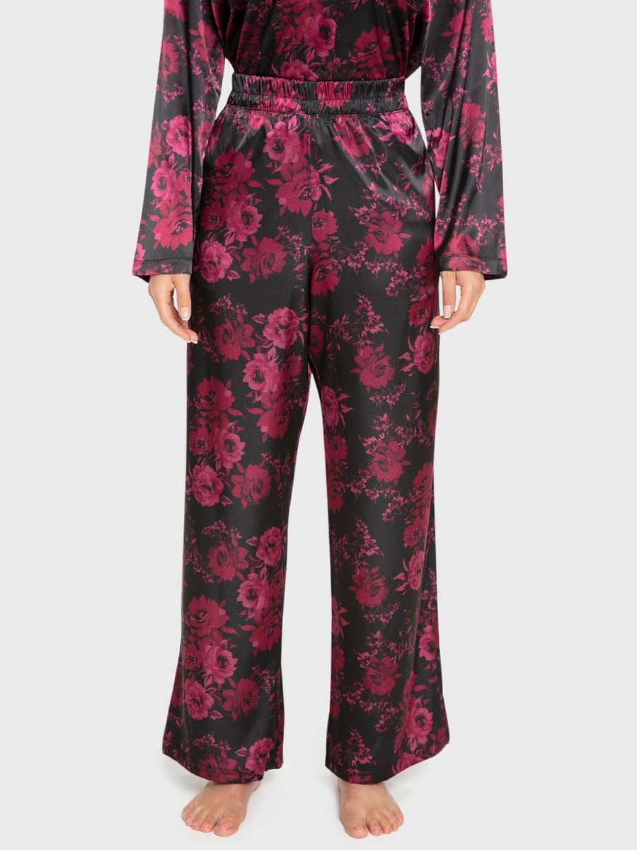 Floral Satin Long Sleeve Shirt and Pyjama Set