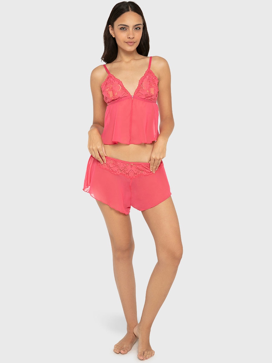 Pink Lace Cami and Shorts Set
