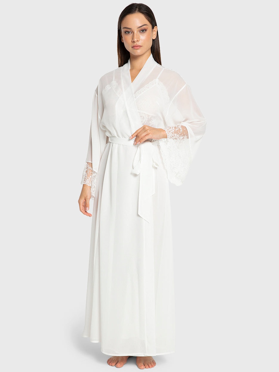 Lace Hem Chiffon Robe