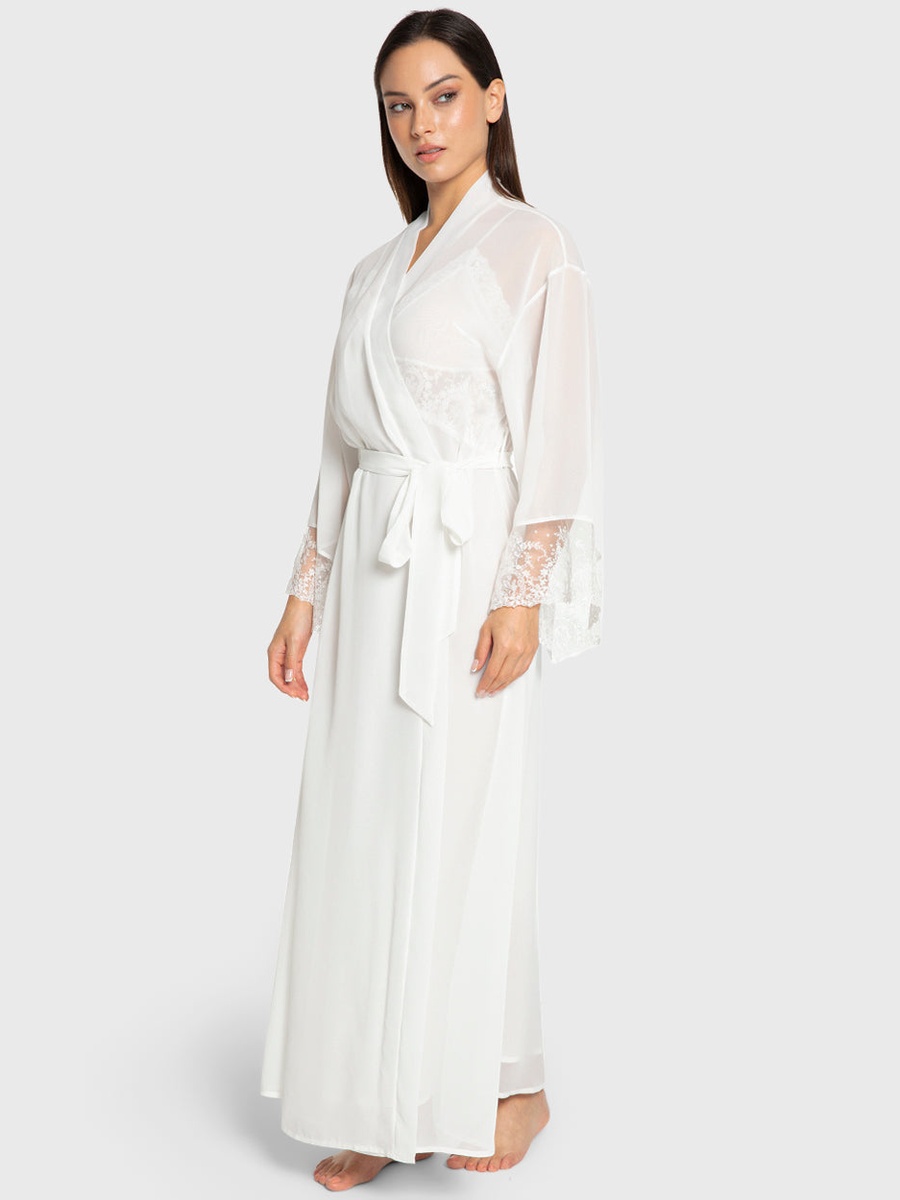 Lace Hem Chiffon Robe