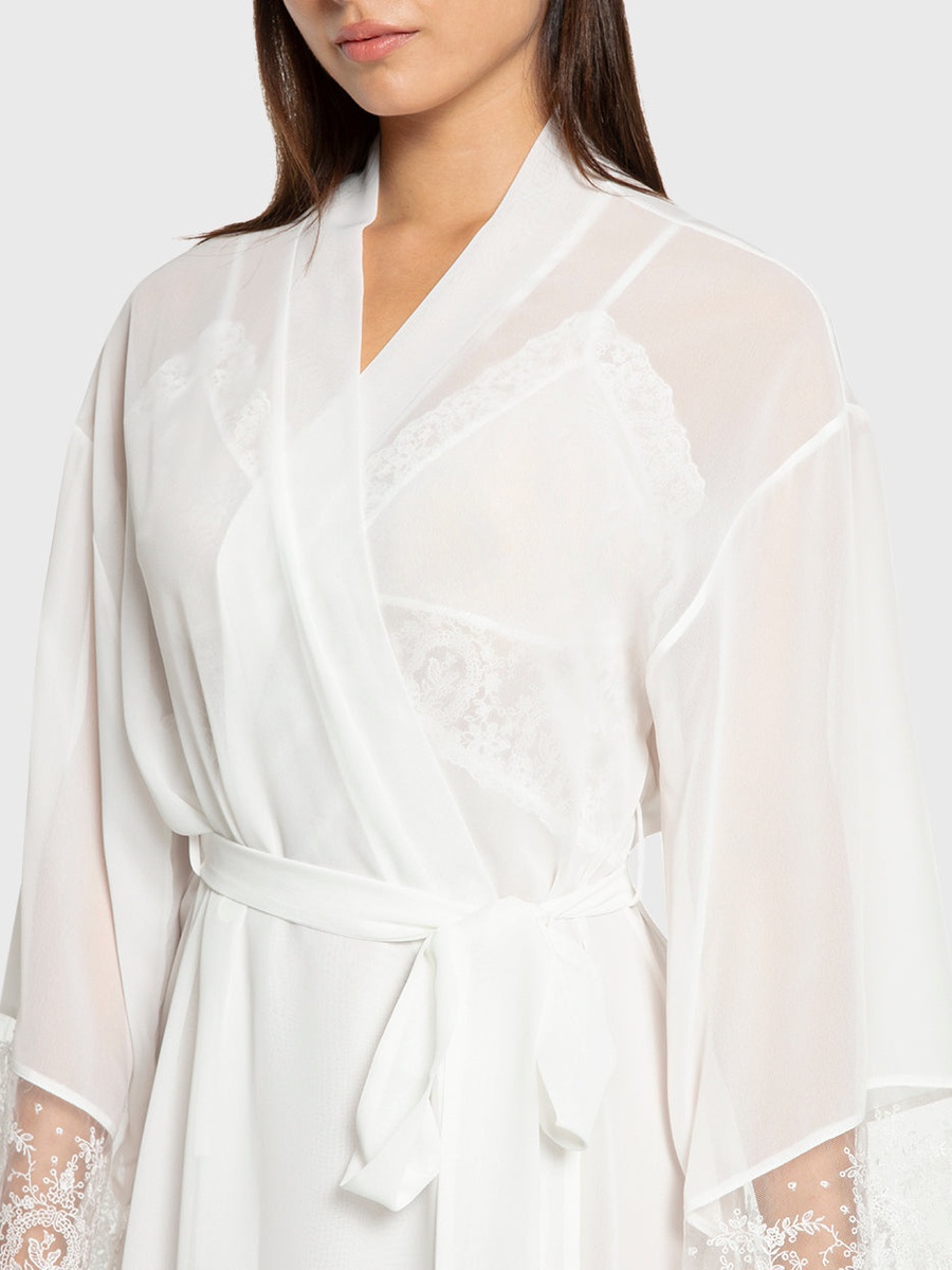 Lace Hem Chiffon Robe