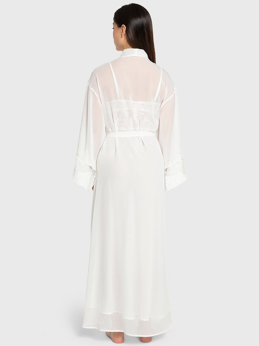 Lace Hem Chiffon Robe