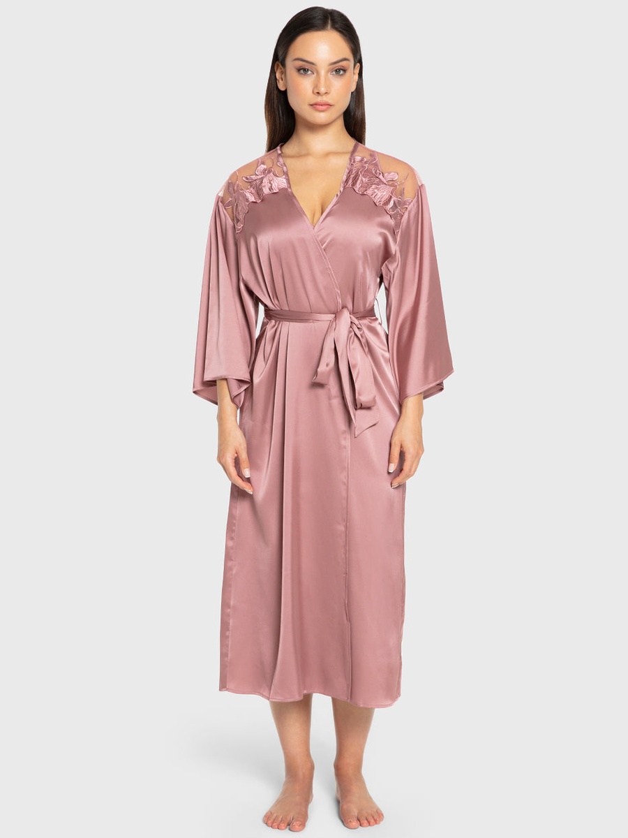 Textured Lace Satin Robe