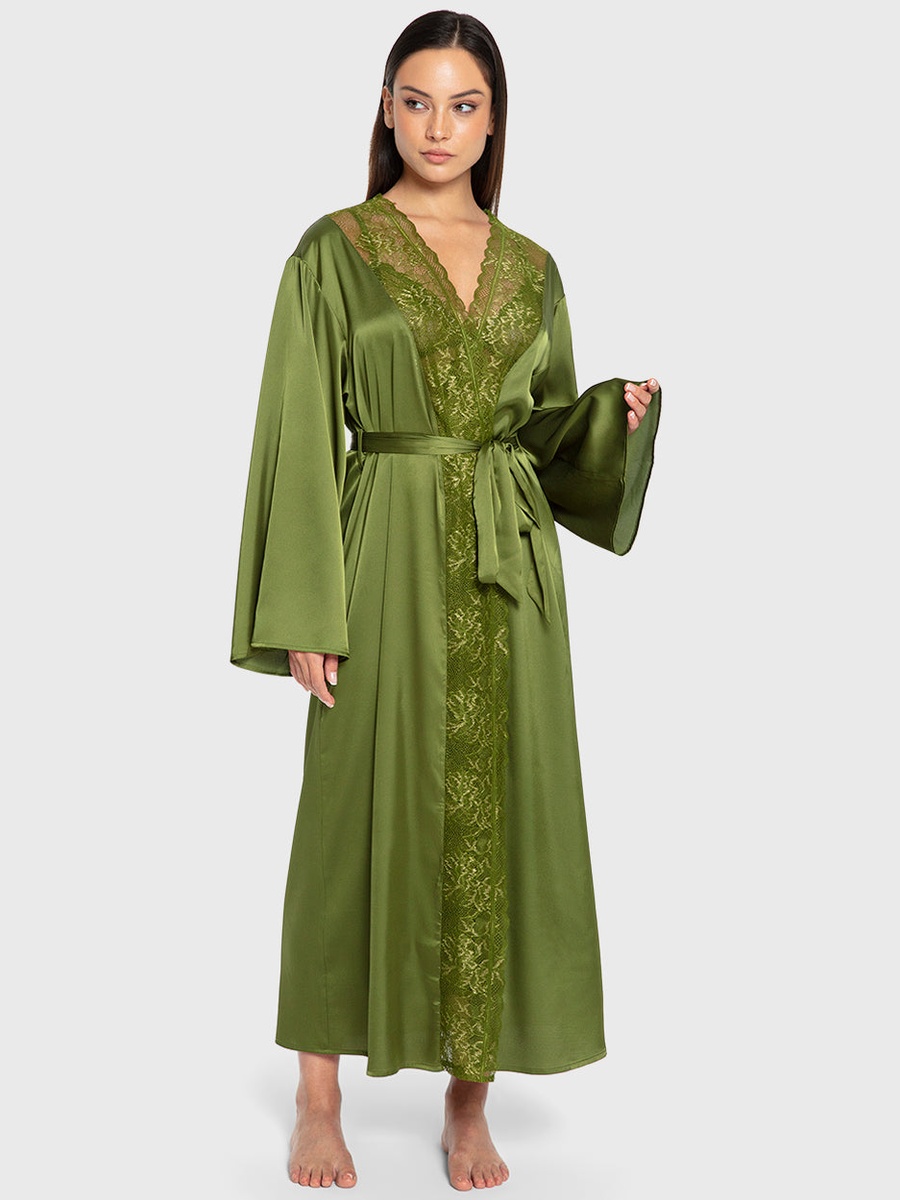 Lace Insert Chiffon Robe
