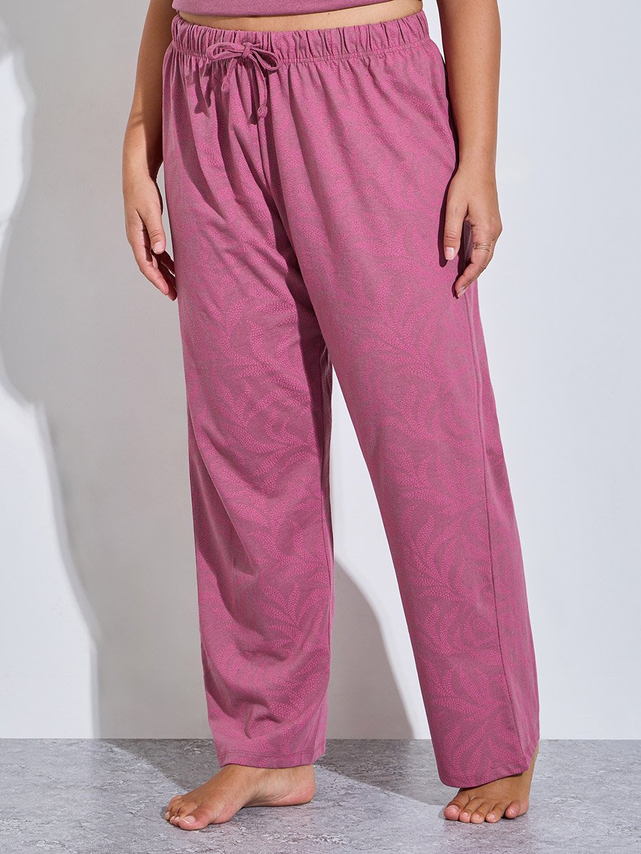 Plus Size Palm Pocket Print T-Shirt and Pyjama Set