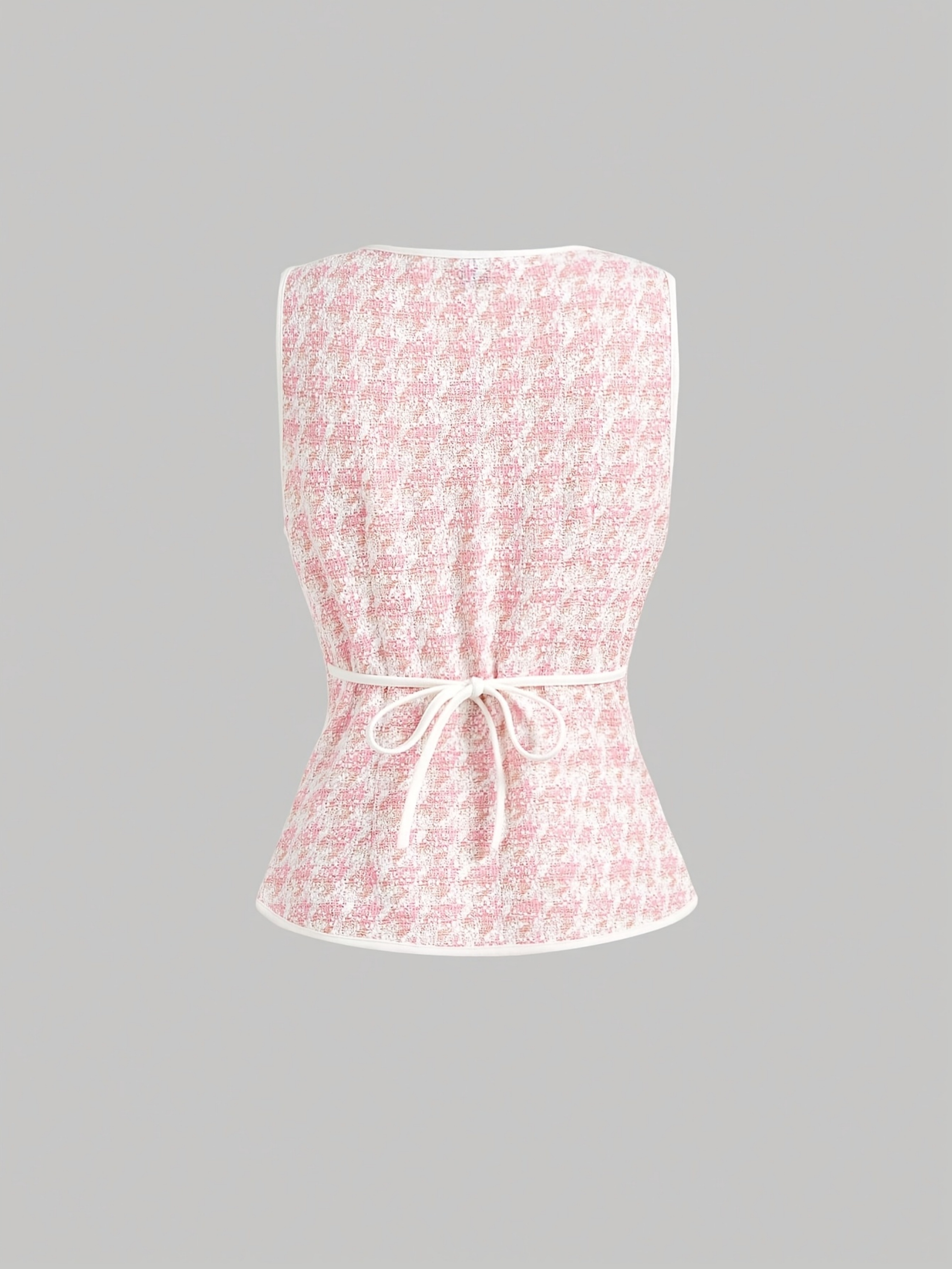 Houndstooth Pattern Button Front Vest