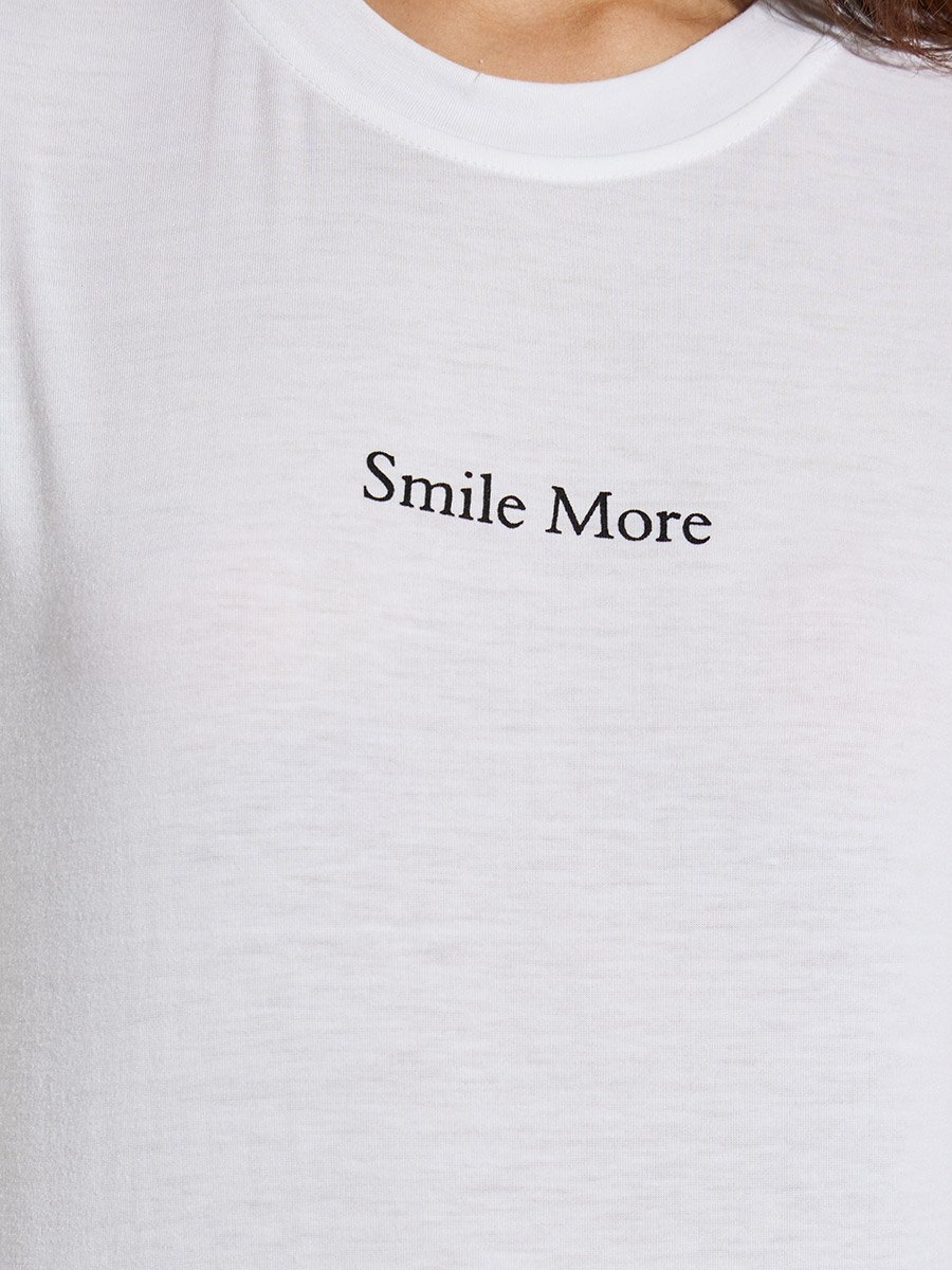White Slogan Print Regular Fit T-Shirt