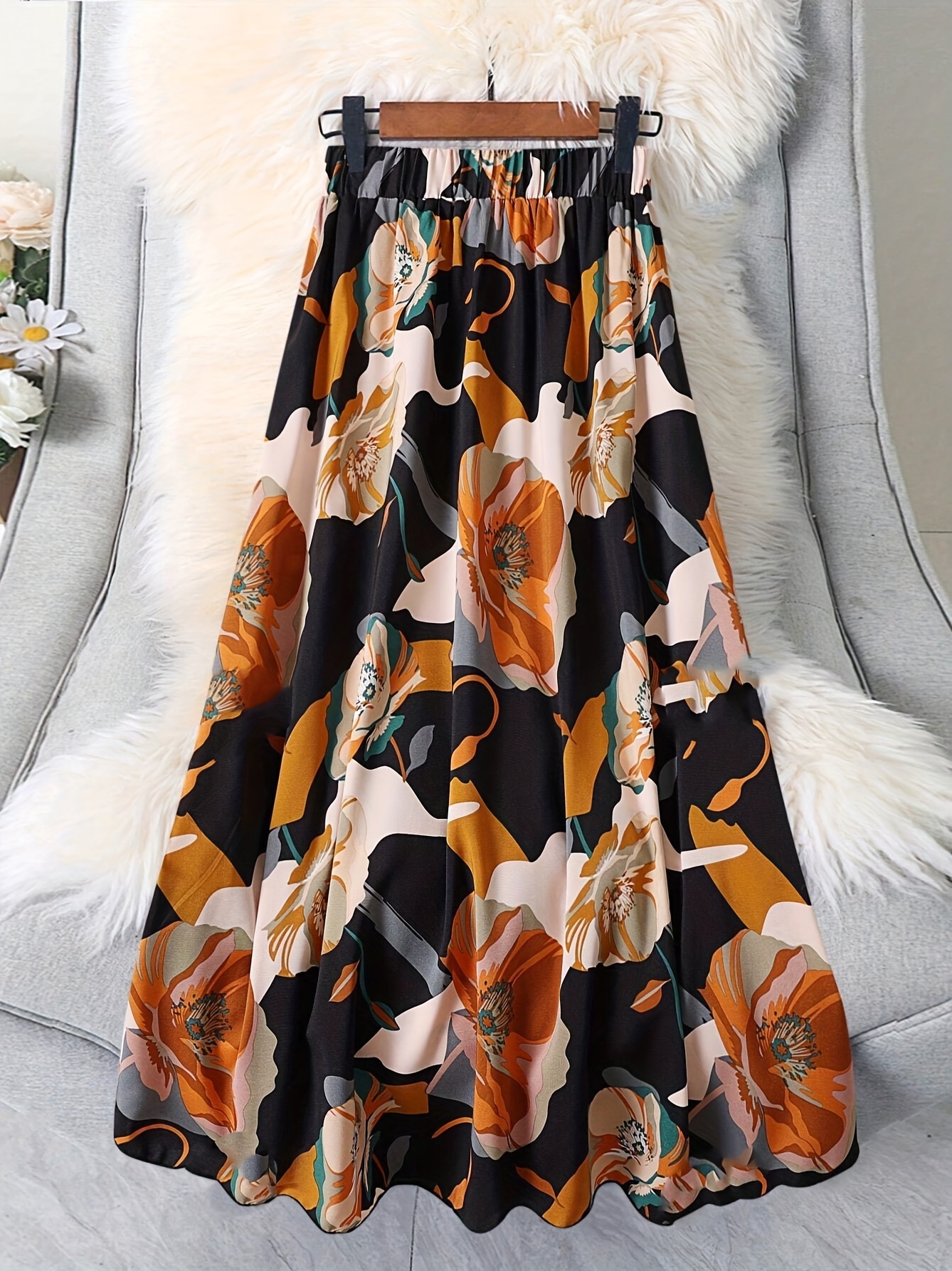 All Over Print A-Line Midi Skirt