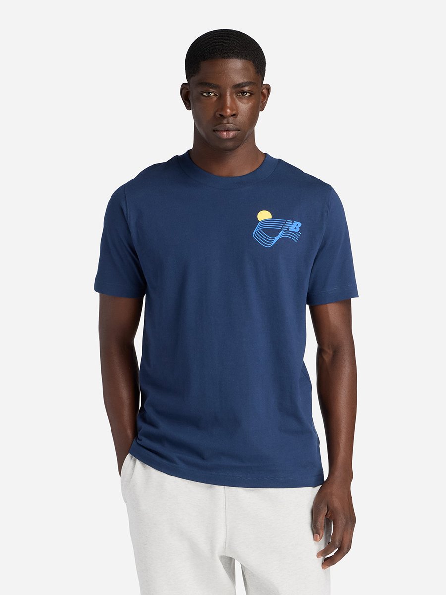 Men Navy Blue Logo Crew Neck T-Shirt