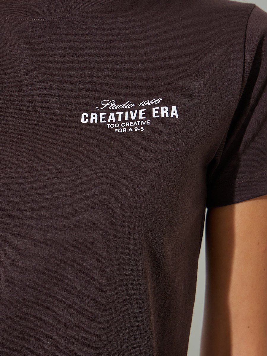 Coffee Brown Text Print Cotton Blend T-Shirt and Joggers Co-ord Set
