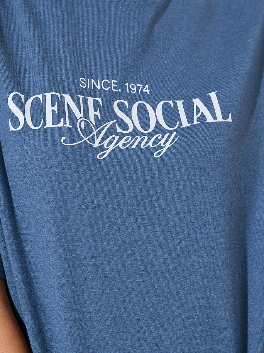Blue Text Print Cotton Blend T-Shirt and Joggers Co-ord Set