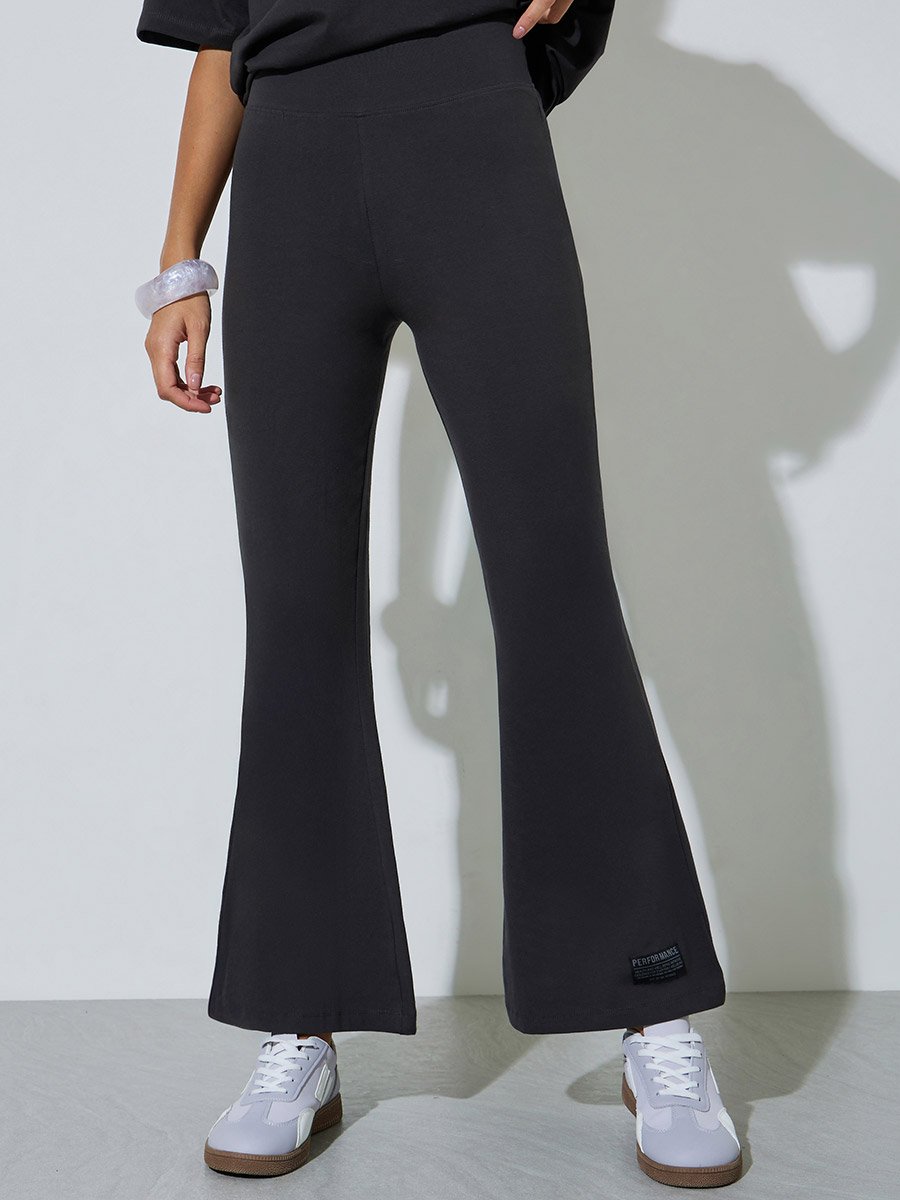 Charcoal Badge Detail T-Shirt and Flared Leggings Co-ord Set