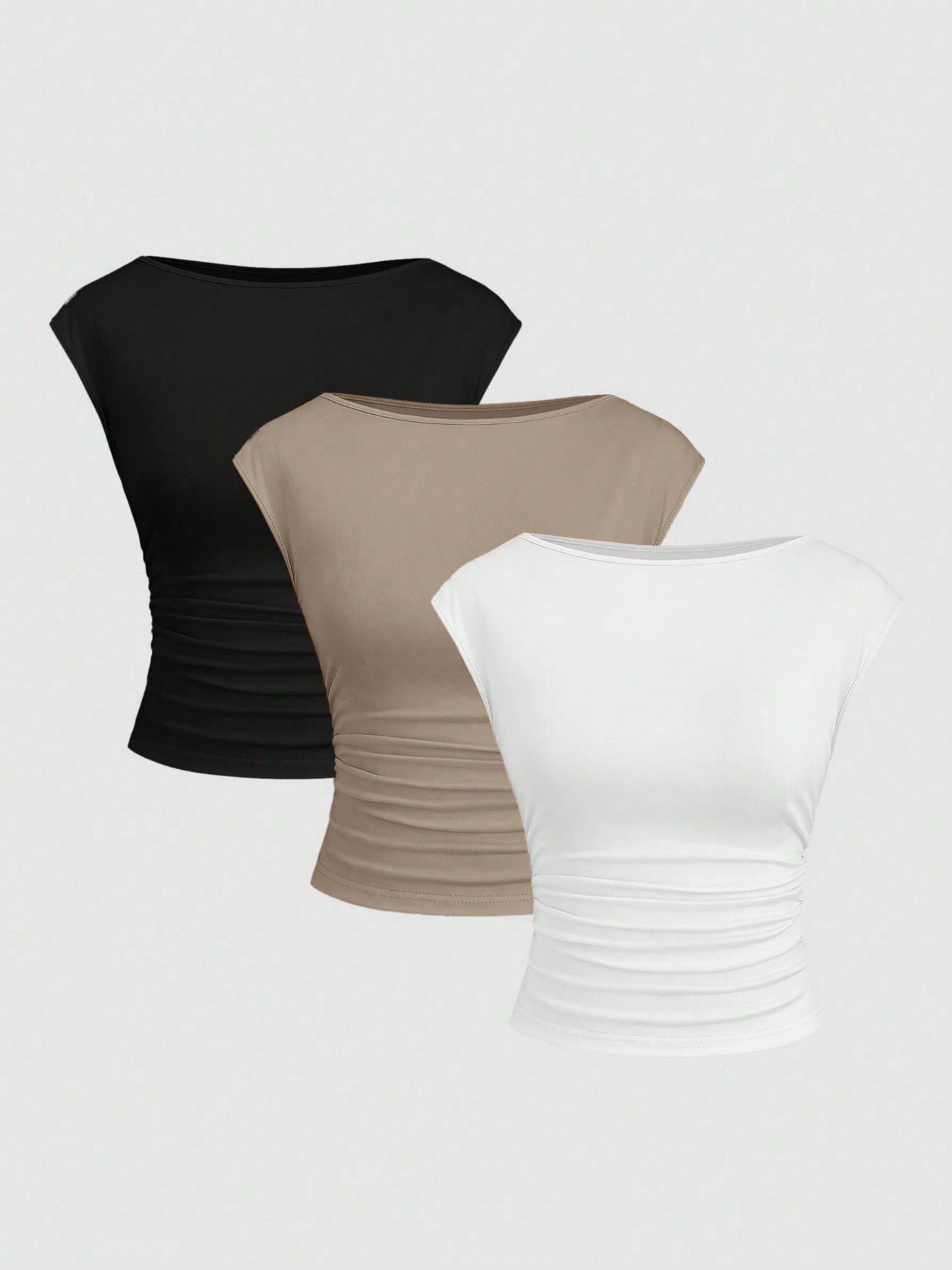 Pack of 3 - Boat Neck Fitted Top