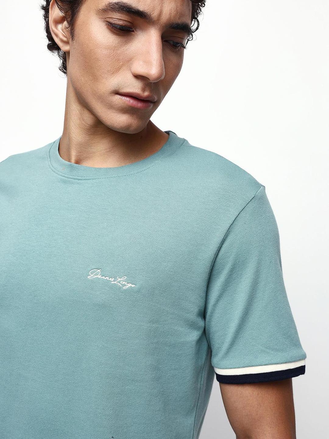 Men Mineral Blue 100% Cotton Relaxed T-Shirt