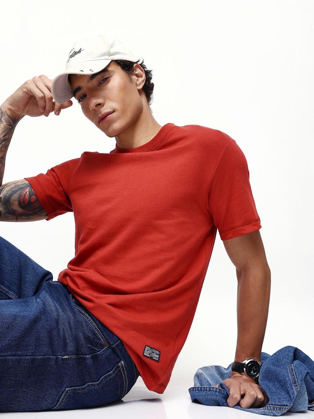 Men Bossa Nova Solid Cotton Relaxed T-Shirt