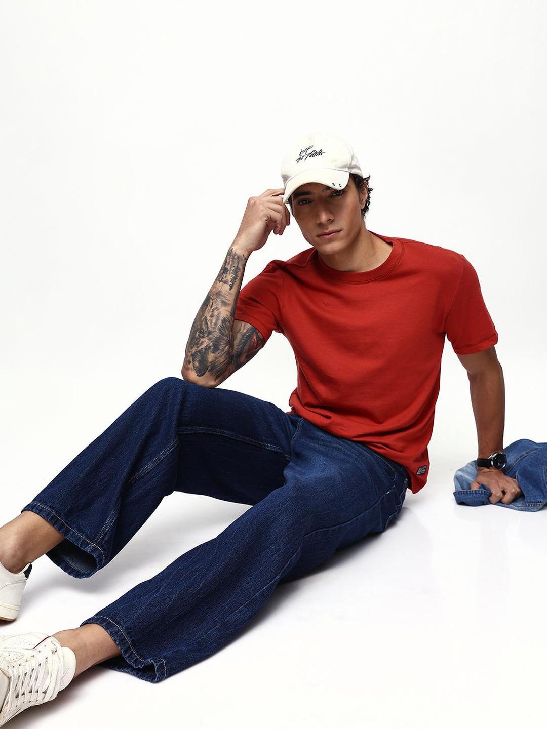 Men Bossa Nova Solid Cotton Relaxed T-Shirt