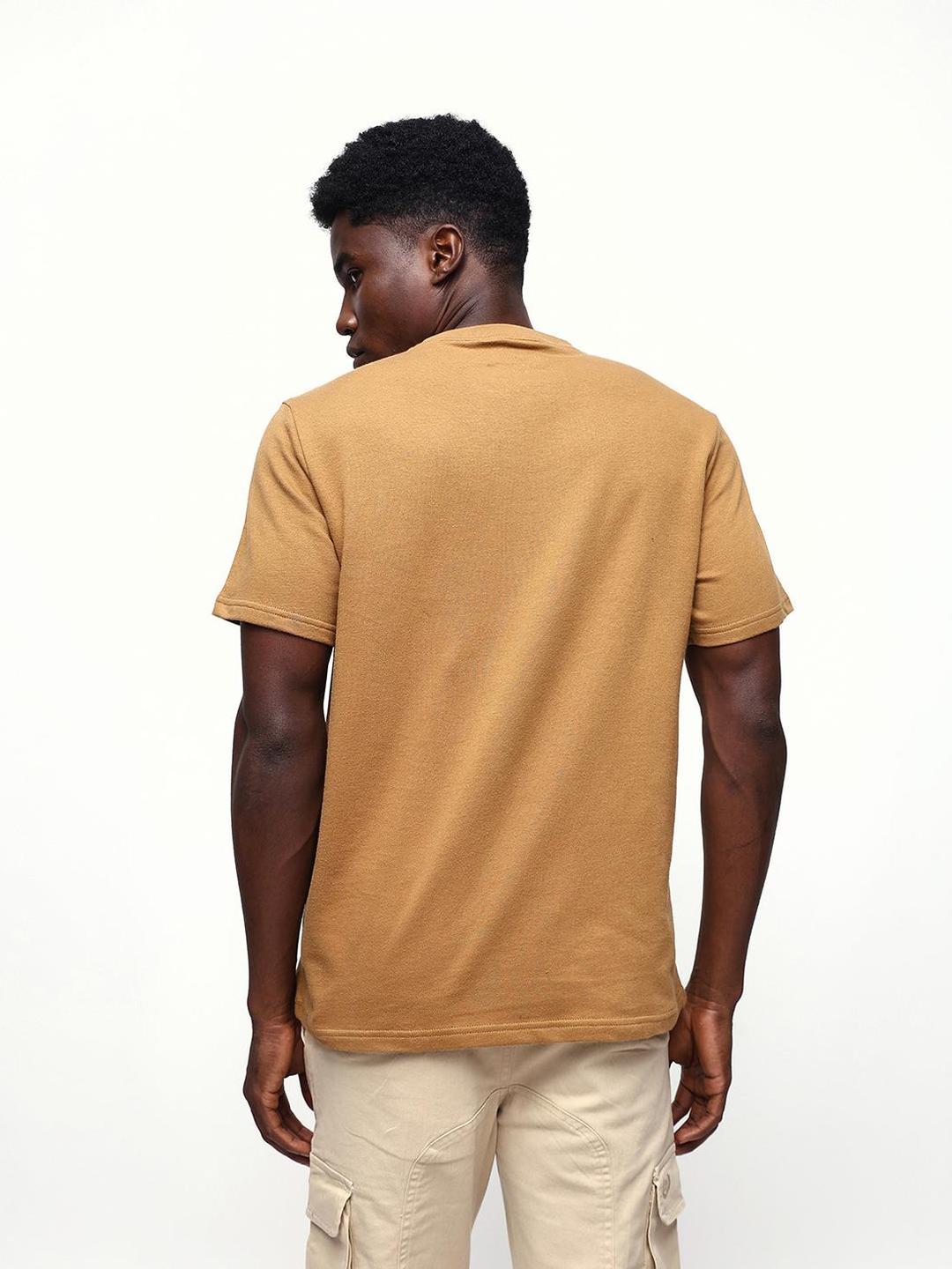 Men Bistre Cotton Relaxed T-Shirt