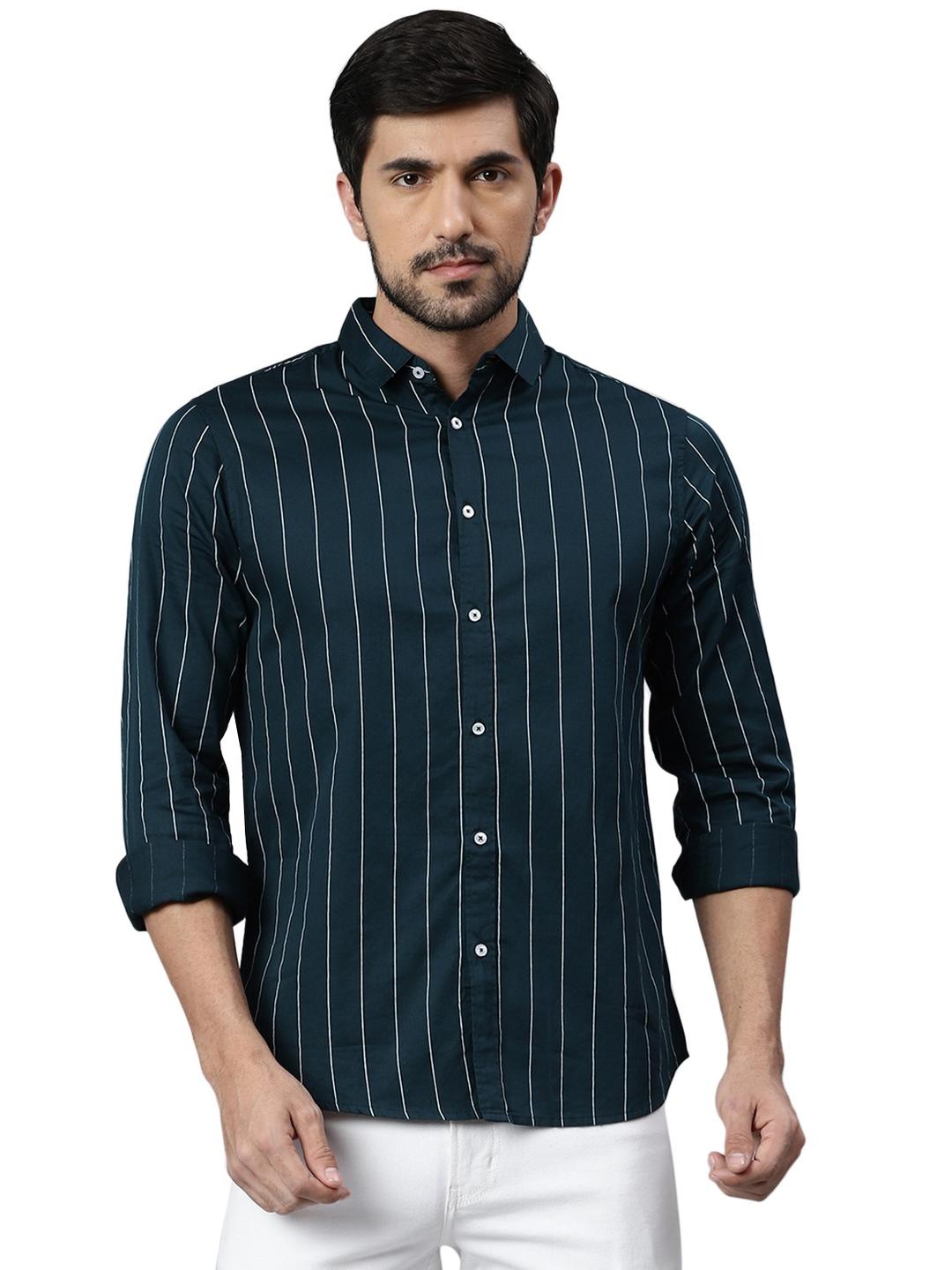 Men Green Slim Fit Solid Shirt