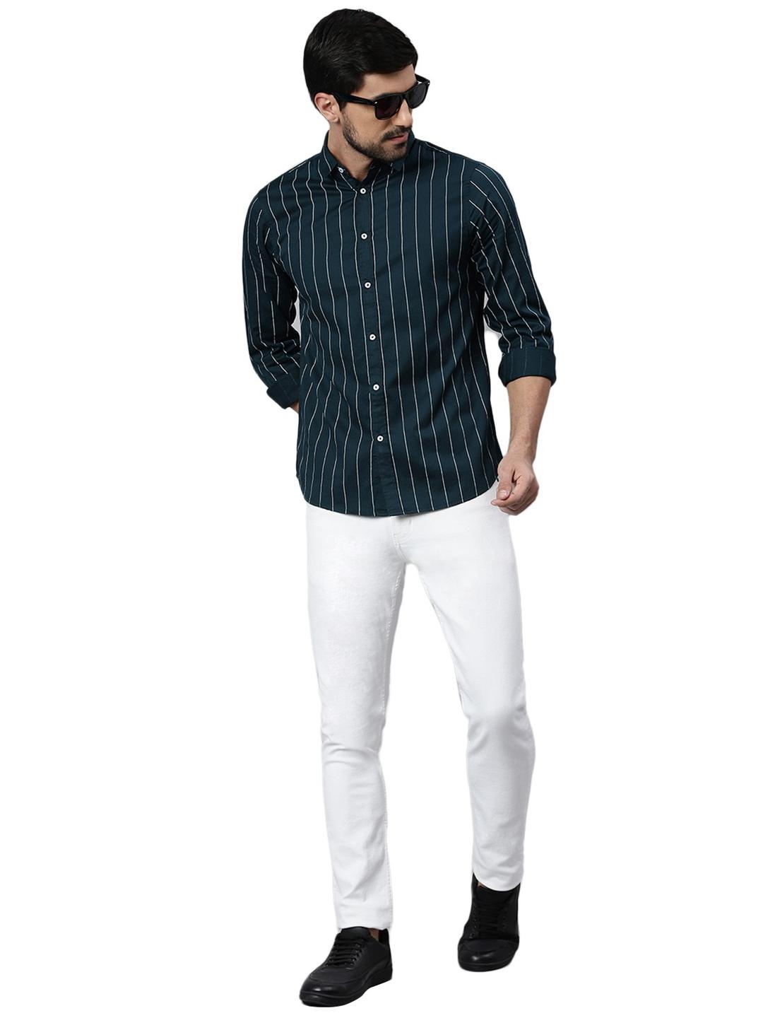 Men Green Slim Fit Solid Shirt