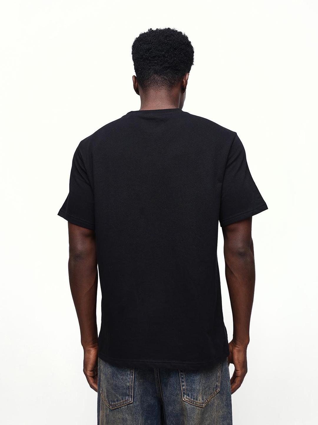 Men Black Cotton Relaxed T-Shirt
