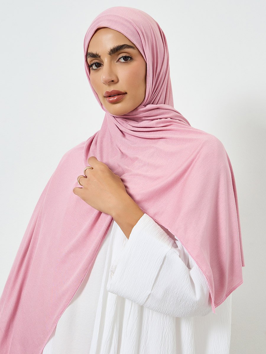 Pink Solid Jersey Stretch Hijab