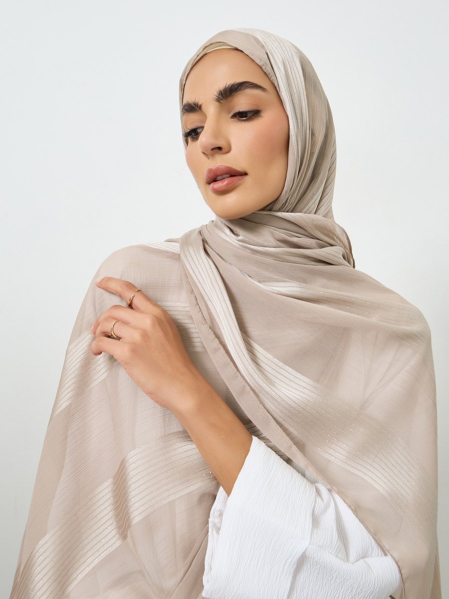 Beige Breathable Stretchy Chiffon Hijab