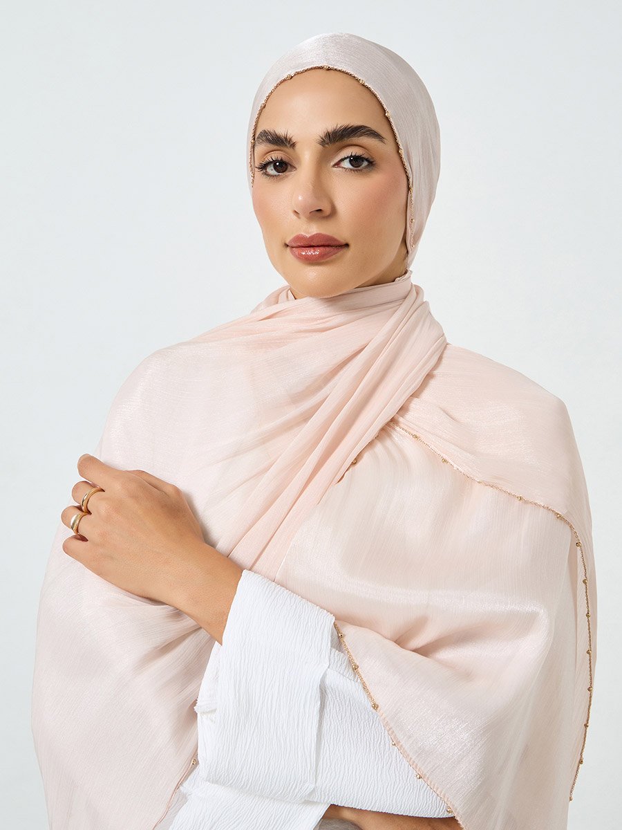 Pink Solid Chiffon Silk Look Hijab
