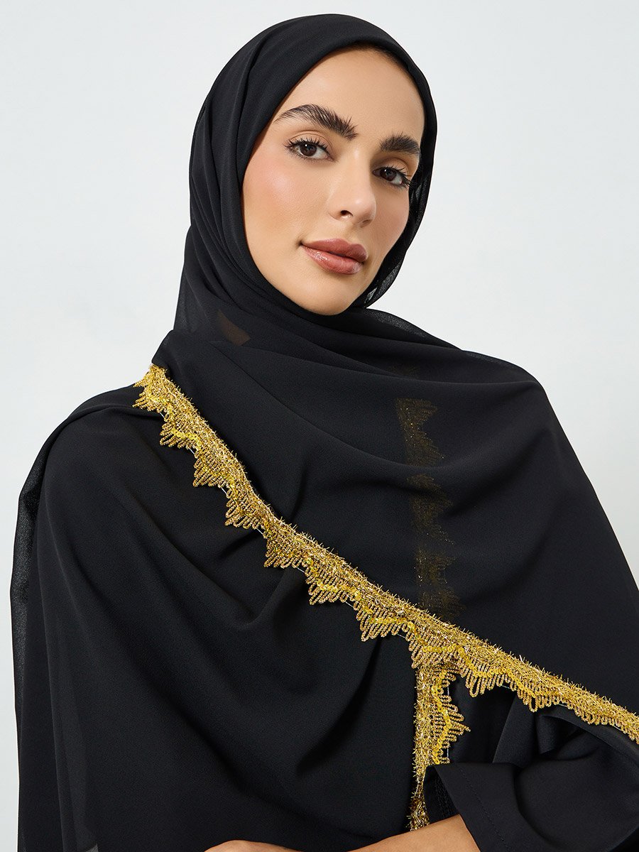 حجاب شيفون بتفاصيل دانتيل