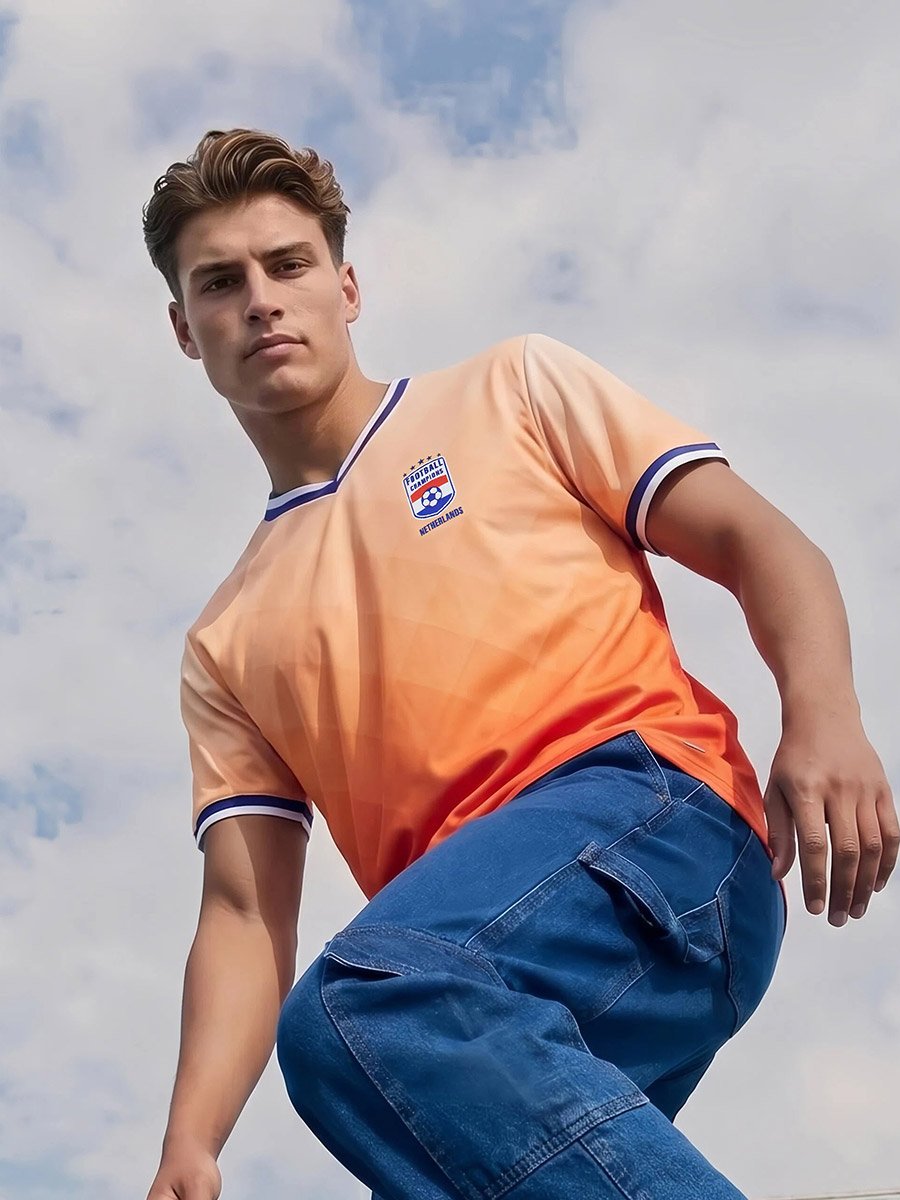 Men Netherlands Short Sleeve Jersey Football T-Shirt