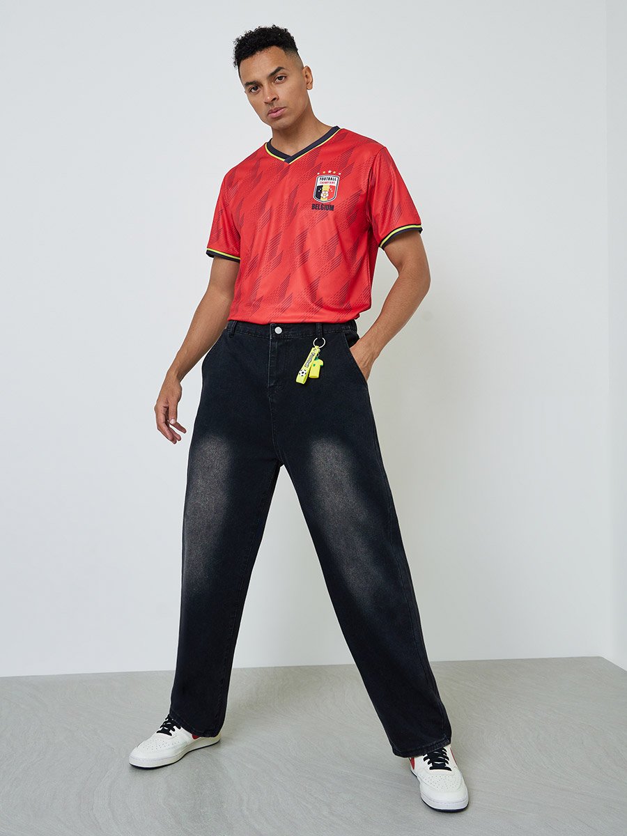 Men Belgium Short Sleeve Jersey Football T-Shirt